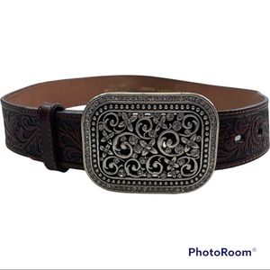 ARIAT Black Leather Belt w Rhinestone Buckle
